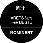 M&H Årets beste nominatie badge met tekst This year’s best.