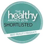 The Healthy Awards 2016 shortlist badge voor beste beautyproduct.