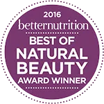 Awardbadge met tekst Better Nutrition 2016 Best of Natural Beauty, Award winner