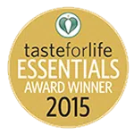 Awardbadge met tekst Taste for Life Essentials Award Winner 2015.