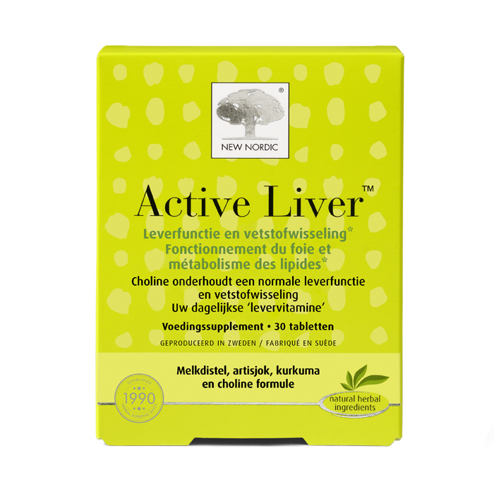 New Nordic Active Liver™ tabletten met mariadistel en kurkuma, helpen het normale lever- en vetmetabolisme te ondersteunen.