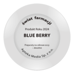 Zilveren awardplaat met Świat Farmacji Product van het Jaar 2022 erkenning voor Blue Berry.
