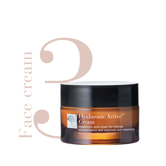 Hyaluronic Active™ Eye Cream weergegeven als stap 3 in een huidverzorgingsroutine, helpt de huid rond de ogen te hydrateren.