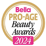 Badge van Bella Pro-Age Beauty Awards 2024 erkenning.