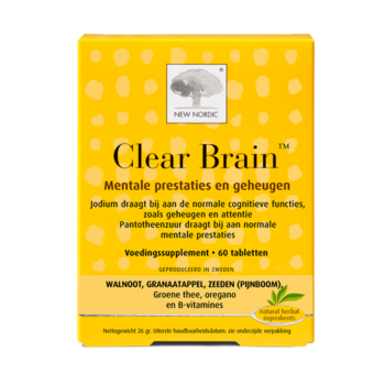 New Nordic Clear Brain™ tabletten met B-vitamines, helpen cognitieve functie en mentale prestaties te ondersteunen en vermoeidheid te verminderen.