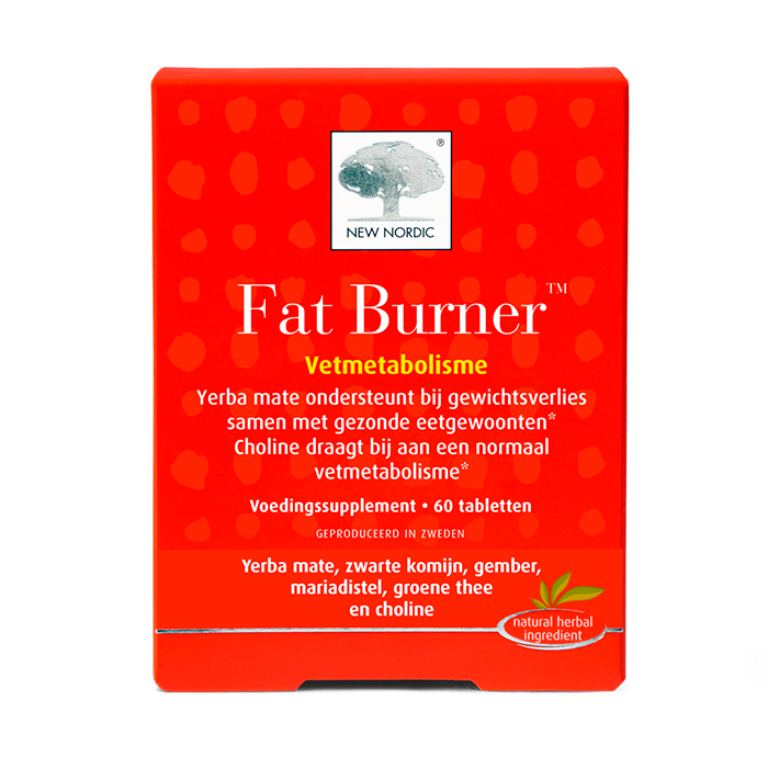di_webpackshot_fatburner_60_NL New Nordic Fat Burnerâ„¢ tabletten met yerba mate, groene thee en choline, helpen het vetmetabolisme te ondersteunen.