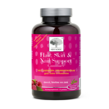 New Nordic Hair, Skin & Nail Strong™ Gummies met biotine, zink en gierst, helpen haar, huid en nagels te ondersteunen.