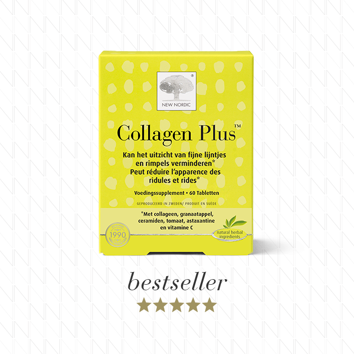 w_CollagenFiller_60_Front_NL_Tile1 Voorkant van de Collagen Plus™ verpakking met de vermelding bestseller.