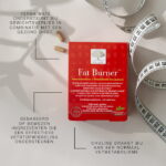 New Nordic Fat Burner™ met meetlint en informatie over ondersteuning van vetmetabolisme en gewichtsverlies.