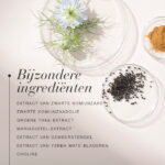 Zwarte komijnzaad en bloemen met een overzicht van bijzondere ingrediënten in New Nordic Fat Burner™.