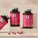 New Nordic Hair, Skin & Nail Support™ Gummies met aardbei-frambozensmaak, biotine en zink voor haar, huid en nagels.