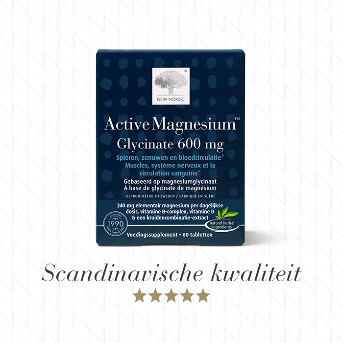 w_MagicMagnesiumGlycinate_60_Front_UK_Tile1 Active Magnesium™ Glycinate 600 mg verpakking.