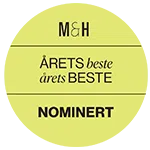 Logo met tekst Årets Bedste Nomineret dat een award nominatie benadrukt.