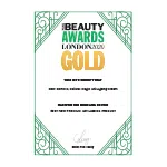 Certificaat van Beauty Awards London met gouden award erkenning en decoratieve groene rand.