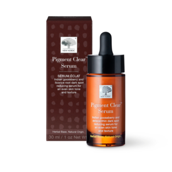 New Nordic Pigment Clearâ„¢ Serum met hyaluronzuur en plantenextracten, helpt de huid te verhelderen en egaliseren.