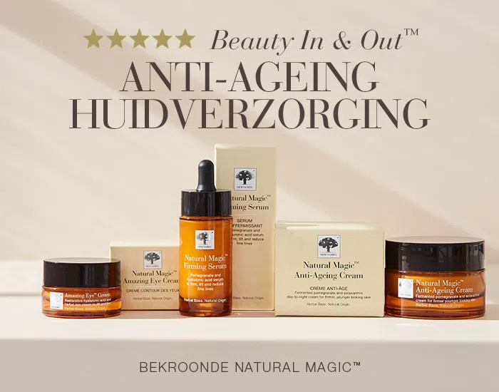 Banner met onze bekroonde Natural Magic huidverzorgingslijn