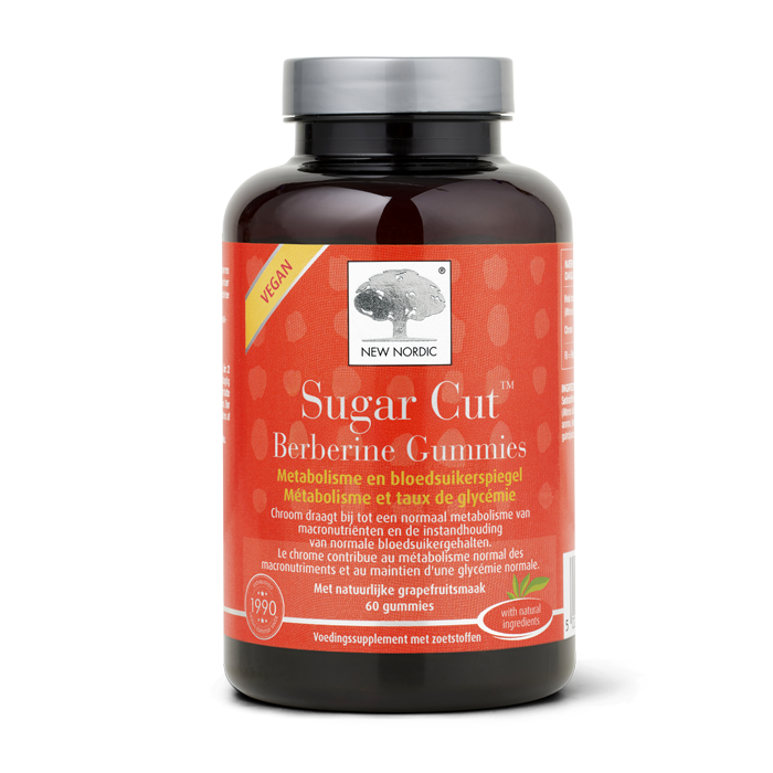 di_webpackshot_SugarCutBerberine_gummies_60_BENELUX New Nordic Sugar Cutâ„¢ Berberine Gummies met berberine en chroom, helpen een normaal bloedsuikergehalte te behouden.