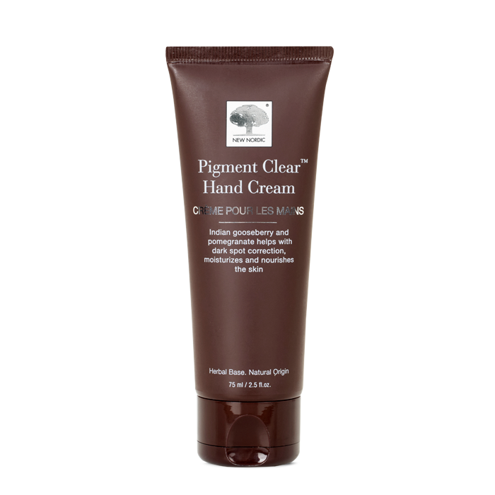 di_webpackshot_pigmentclear_handcream_UK New Nordic Pigment Clearâ„¢ Hand Cream, brightens and evens skin tone with sunflower oil, Indian gooseberry, mulberry, and astaxanthin.