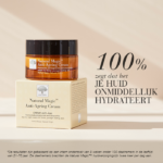 Natural Magic™ Anti-Ageing Cream met tekst 100 procent zegt dat het de huid onmiddellijk hydrateert.
