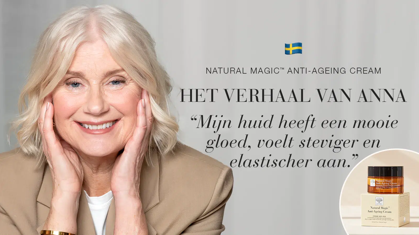 Collagen Shotâ„¢ 17 Natural Magicâ„¢ anti-ageing huidverzorging testimonial van Anna met quote over haar ervaring.
