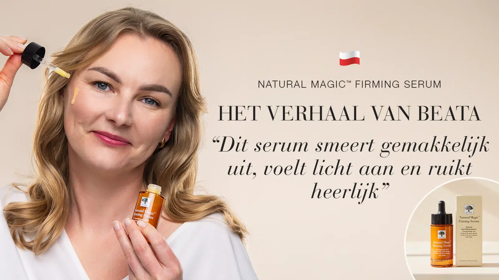 The People 23 Natural Magic™ anti-ageing huidverzorging testimonial van Beata met quote over haar ervaring.