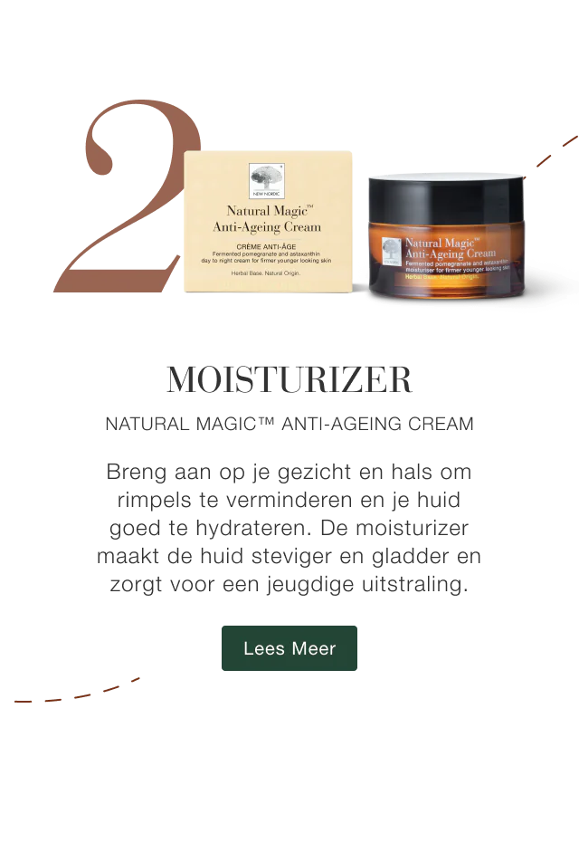 Step 2 in the routine with Natural Magic™ Anti-Ageing Cream packaging and jar.