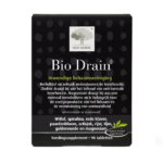 New Nordic Bio Drain® tabletten in zwarte verpakking met focus op lichaamsreiniging en metabolisme.