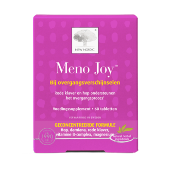 New Nordic Meno Joy™ tabletten in roze verpakking voor gebruik bij overgangsverschijnselen.