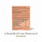 Achterkant van Beauty™ Mushroom met ingrediënten, dosering en voedingsinformatie, met de tekst "schoonheid van binnenuit".