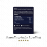 Achterkant van New Nordic Hair Gro™ met ingrediënten, dosering en de tekst "Scandinavische kwaliteit".