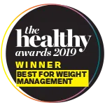 The Healthy Awards 2019 logo met tekst winnaar beste voor gewichtsbeheersing.