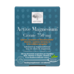 Comprimés New Nordic Active Magnesium Citrate 750 mg en emballage bleu sur fond blanc.