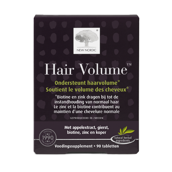 Emballage Hair Volume™ avec extrait de pomme, biotine, zinc et cuivre.