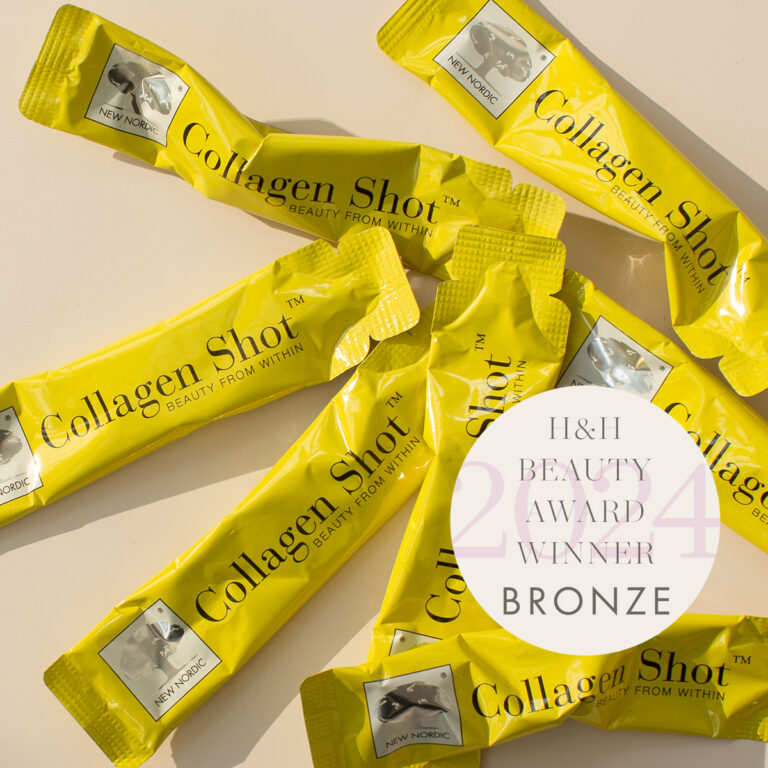 Collagen Shot™ sachets met awardbadge voor H&H Beauty Award Winner Bronze 2024.